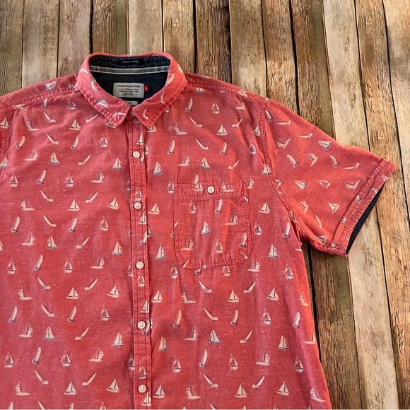 Denim & Flower mens short sleeve sailboat printed button down shirt | size XL - Picture 7 of 11